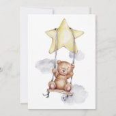 我々は真摯に待つことができるテディベア少年の赤ちゃんシャワー 招待状 (裏面)