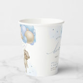 我々は真摯に待つことができるテディベア少年の赤ちゃんシャワー 紙コップ (左)