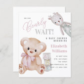 我々は真摯に待つことができるテディベア赤ちゃんシャワー (正面/裏面)