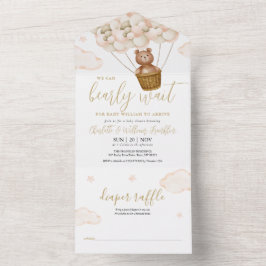 我々は真摯に待つことができるテディベア赤ちゃんシャワー オールインワン招待状