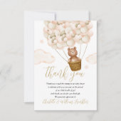 我々は真摯に待つことができるテディベア赤ちゃんシャワー サンキューカード (正面)