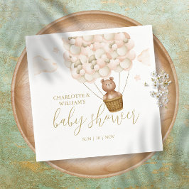 我々は真摯に待つことができるテディベア赤ちゃんシャワー スタンダードカクテルナプキン