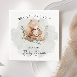 我々は真摯に待つことができるテディベア赤ちゃんシャワー スタンダードカクテルナプキン