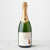 我々は真摯に待つことができるテディベア赤ちゃんシャワー スパークリングワインラベル (正面)