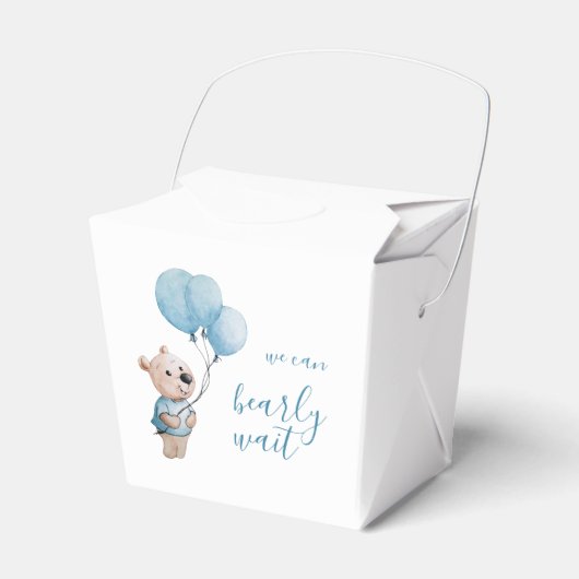 我々は真摯に待つことができるテディベア赤ちゃんシャワー フェイバーボックス (正面サイド)
