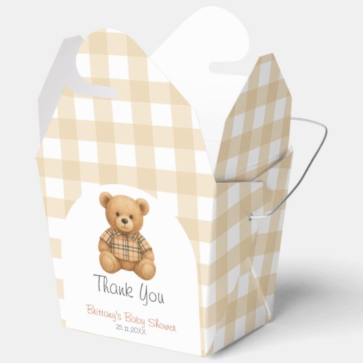 我々は真摯に待つことができるテディベア赤ちゃんシャワー フェイバーボックス (見開き)