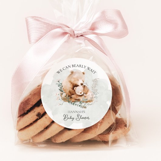 我々は真摯に待つことができるテディベア赤ちゃんシャワー ラウンドシール