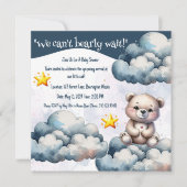 我々は真摯に待つことができるテディベア赤ちゃんシャワー 招待状 (正面)