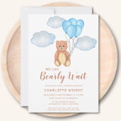 我々は真摯に待つことができるテディベア赤ちゃんシャワー 招待状