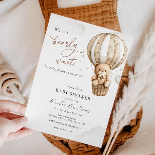 我々は真摯に待つことができるテディベア赤ちゃんシャワー 招待状