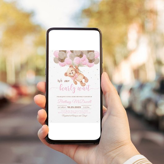 我々は真摯に待つことができるテディベア赤ちゃんシャワー 招待状