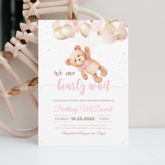 我々は真摯に待つことができるテディベア赤ちゃんシャワー 招待状