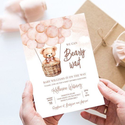 我々は真摯に待つことができるテディベア赤ちゃんシャワー 招待状