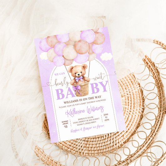 我々は真摯に待つことができるテディベア赤ちゃんシャワー 招待状