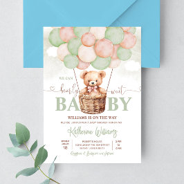我々は真摯に待つことができるテディベア赤ちゃんシャワー 招待状