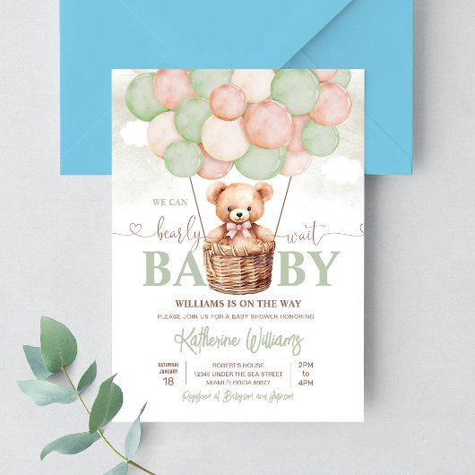 我々は真摯に待つことができるテディベア赤ちゃんシャワー 招待状