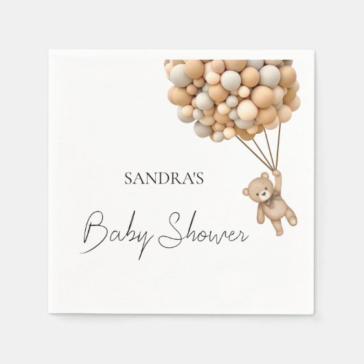 我々は真摯に待つことができるテディ気球のセルビア人 スタンダードカクテルナプキン (正面)