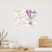 我々は真摯に待つことができる薄紫赤ちゃんシャワー歓迎 ポスター (キッチン)