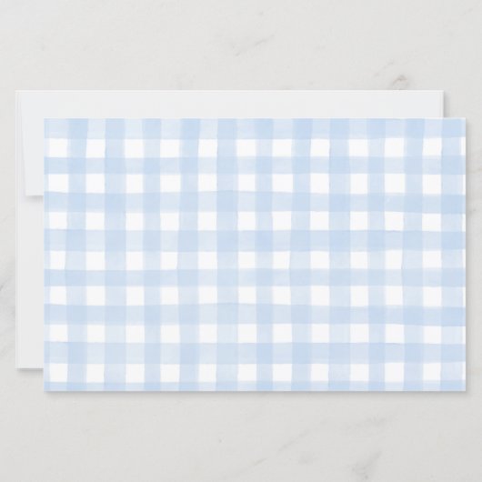 我々は真摯に待つことができる青いフローラギンガムアドバイスカード (裏面)