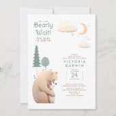 我々は真摯に待つことができる – かわいいベビークマ赤ちゃんシャワー 招待状 (正面)