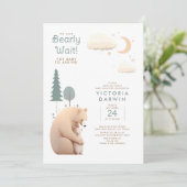 我々は真摯に待つことができる – かわいいベビークマ赤ちゃんシャワー 招待状 (スタンド正面)