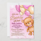 我々は真摯に待つことができる – 女の子の赤ちゃんシャワー招待状 招待状 (正面)