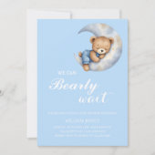 我々は真摯に待つことができる – 男の赤ちゃんシャワー招待状 招待状 (正面)