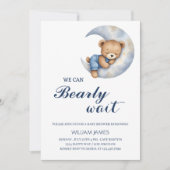 我々は真摯に待つことができる – 男の赤ちゃんシャワー招待状 招待状 (正面)