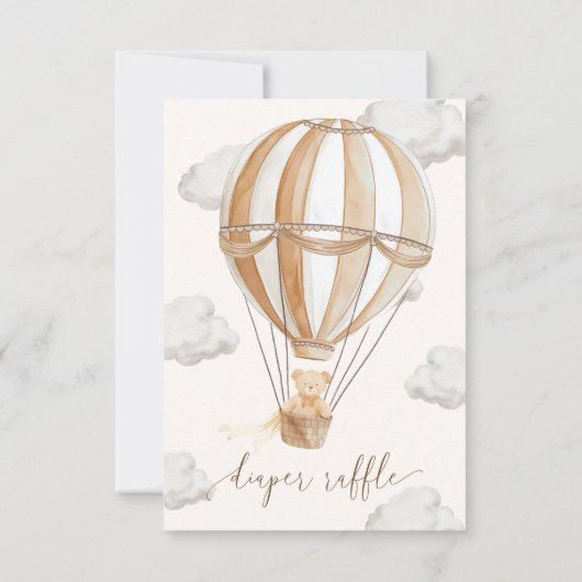 我々は真摯に待つことができテディベアおむつラッフルチケット 招待状 (裏面)