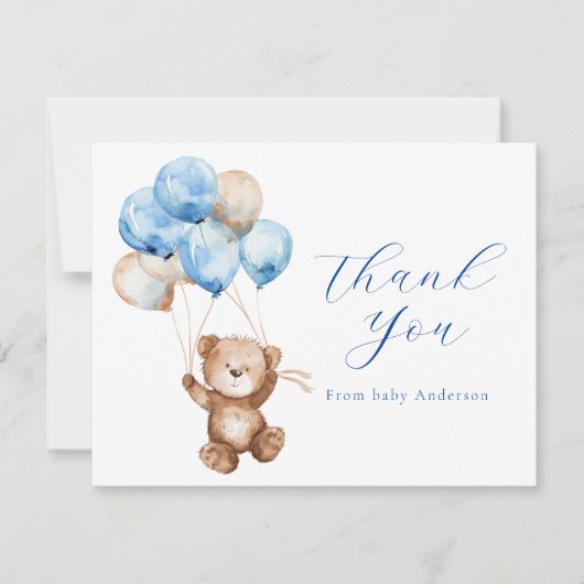 我々は真摯に待つことができテディベア感謝のノートカード サンキューカード (正面)