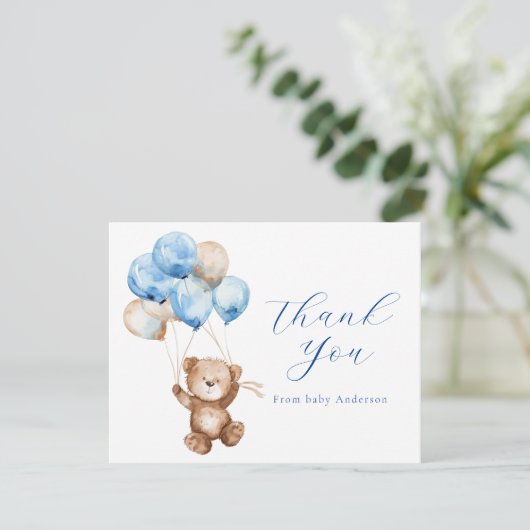 我々は真摯に待つことができテディベア感謝のノートカード サンキューカード (スタンド正面)