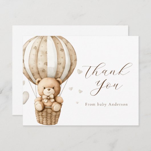 我々は真摯に待つことができテディベア感謝のノートカード サンキューカード (正面/裏面)