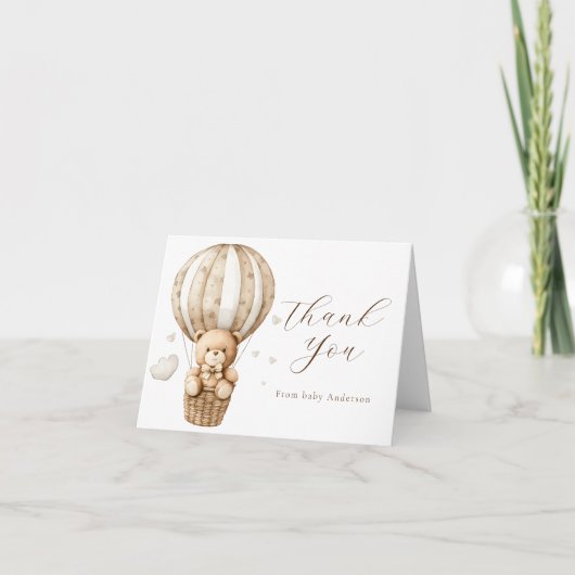 我々は真摯に待つことができテディベア感謝のノートカード サンキューカード (正面)