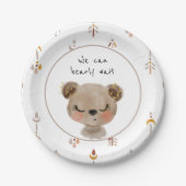 我々は真摯に待つことができプレートテディベア赤ちゃんシャワー ペーパープレート (正面)