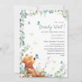 我々は真摯に待つことができユーカリ少年のベビーシューウェ 招待状 (正面)