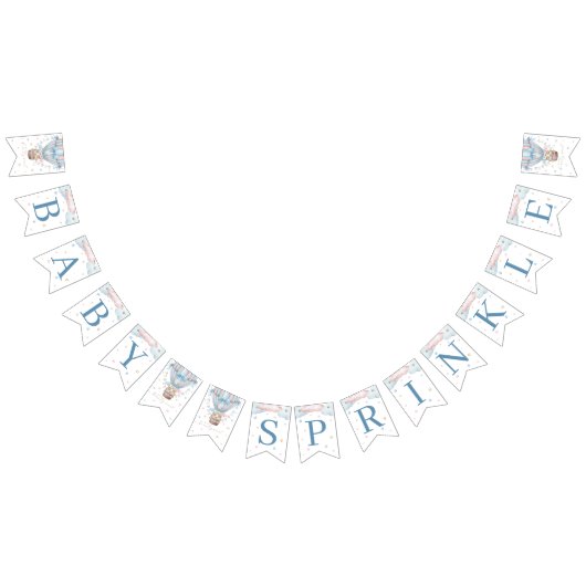 我々は真摯に待つことができ男の子の双子のベビー散水 バンティングフラッグ (全)