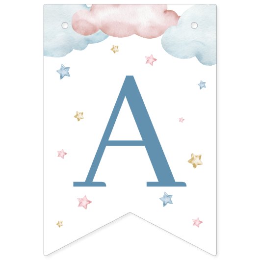 我々は真摯に待つことができ男の子の双子のベビー散水 バンティングフラッグ (第3の旗)