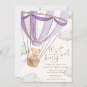 我々は真摯に待つことができ薄紫ベビーシャワー招待状 招待状 (正面)