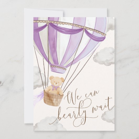我々は真摯に待つことができ薄紫ベビーシャワー招待状 招待状 (裏面)