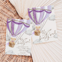 我々は真摯に待つことができ薄紫ベビーシャワー招待状