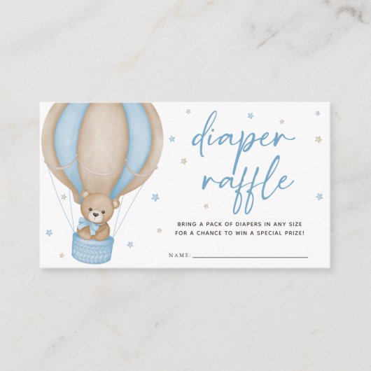 我々は真摯に待つ男の子のシャワーおむつラッフル エンクロージャーカード (正面)