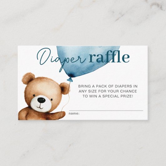 我々は真摯に待つ男の子のシャワーおむつラッフル エンクロージャーカード (正面)