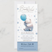 我々は真摯に待つ男の子の赤ちゃんシャワーおむつラッフル 招待状 (正面)