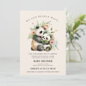 我々は真珠のように待つことができるかわいい水の色ベビーシャワー 招待状 (スタンド正面)