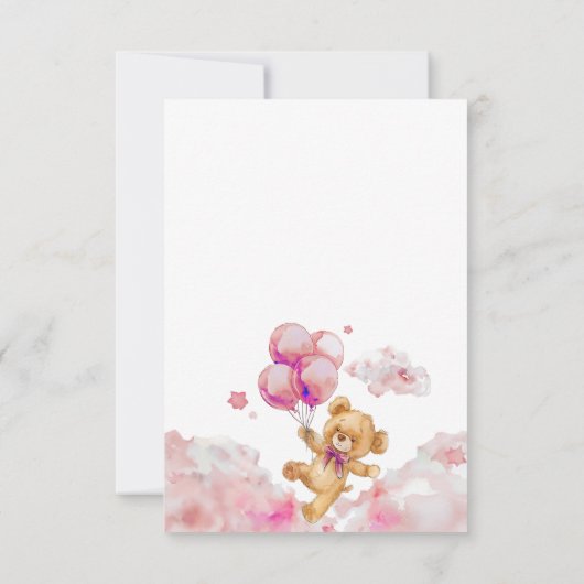 我々は真珠のように待つことができるテディピンクの女の子の赤ちゃんシャワー サンキューカード (裏面)