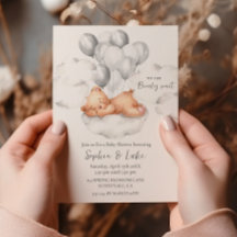 我々は真珠のように待つことができるテディベアグレー男の子ベイビーシャワー