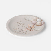 我々は真珠のように待つことができるテディベア中立ベビーシャワー ペーパープレート (アングル)