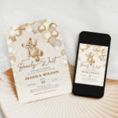 我々は真珠のように待つことができるテディベア中立ベビーシャワー 招待状