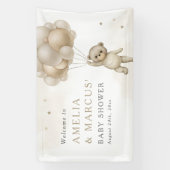 我々は真珠のように待つことができるテディベア中立ベビーシャワー 横断幕 (縦)