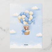 我々は真珠のように待つことができるテディベア中立ベビーシャワー 箔招待状 (裏面)